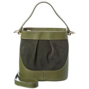 Persaman New York Suede And Leather Bucket Bag, Green